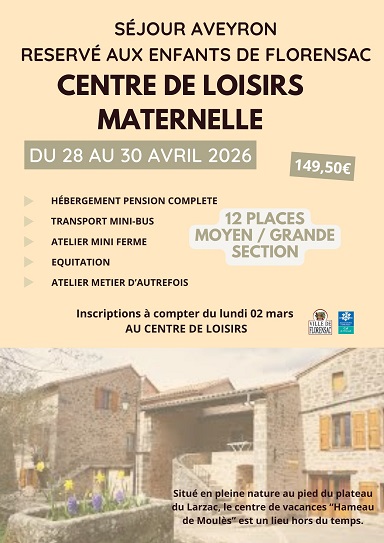 Séjour maternelle, AVEYRON